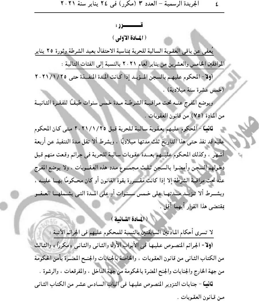 السيسي يصدر قرارًا جمهوريًا بالعفو عن مساجين بمناسبة عيد الشرطة وذكرى ثورة 25 يناير 5
