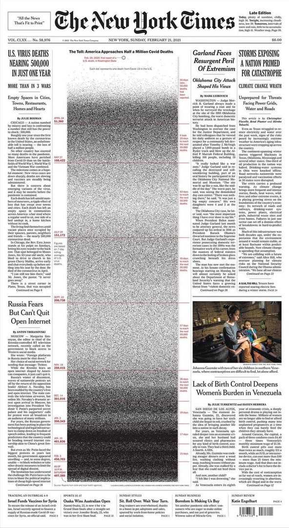صورة الصفحة الأولى لنيويورك تايمز