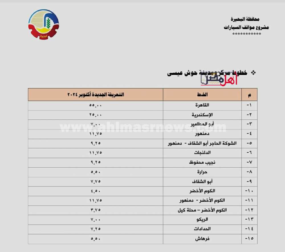 تعريفة خطوط البحيرة