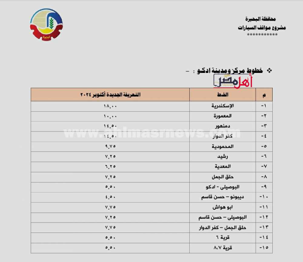 تعريفة خطوط البحيرة